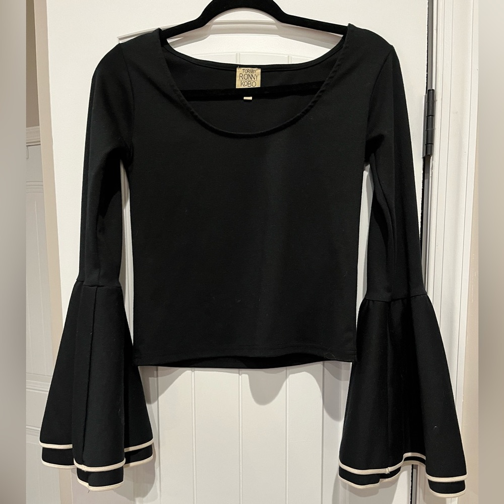 Black and White Bell Sleeve Top